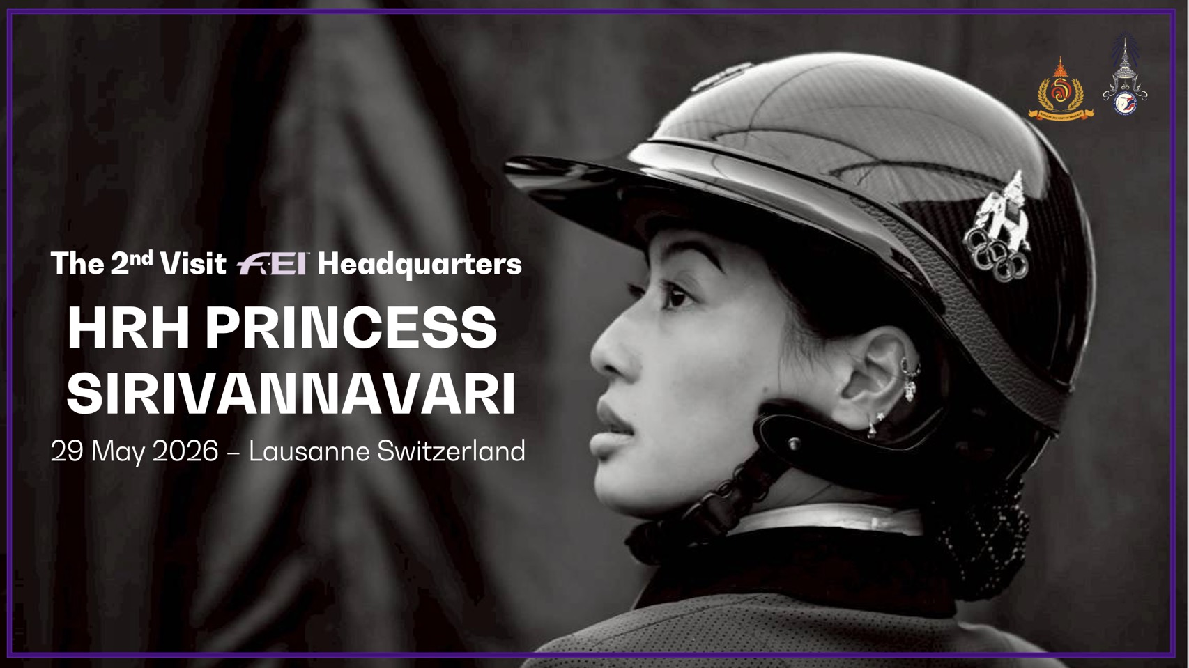 สมเด็จพระเจ้าลูกเธอ เจ้าฟ้าสิริวัณณวรี นารีรัตนราชกัญญา ทอดพระเนตรการดำเนินงานของสหพันธ์กีฬาขี่ม้านานาชาติ (FEI) ณ เมืองโลซาน สมาพันธรัฐสวิส